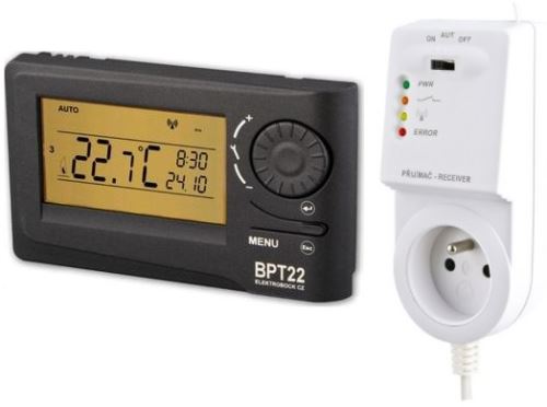 Bezdrátový termostat ELEKTROBOCK BT22-3-5 antracit digitální, týdenní program