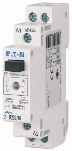 Relé instalační EATON Z-R230/16-20 230V AC/ 16A, 2x zapínací kontakt, LED, tlačítko